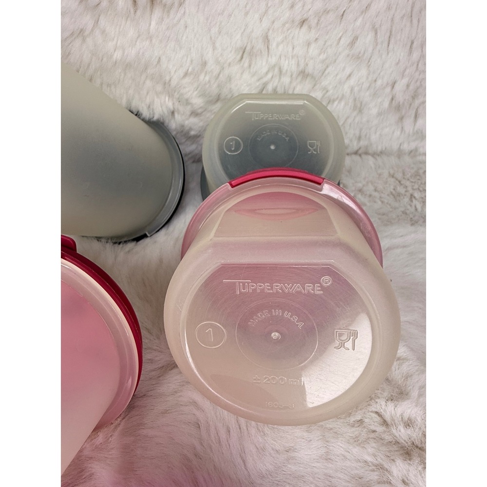 Tupperware Lot of 5 Containers Pink Parmesan Containers & Purple Black Canisters - Picture 6 of 7